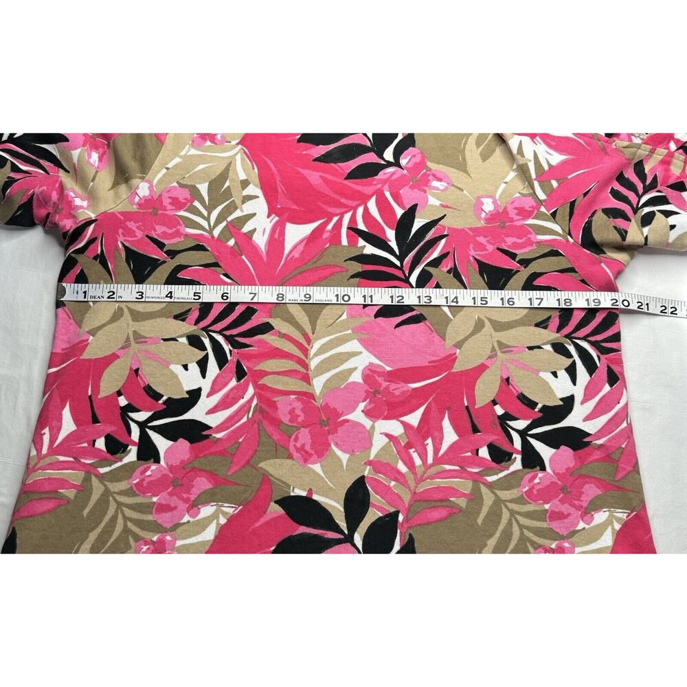 Ruby Rd Large Pink Black Brown Floral Top Cut Out 3/4 Sleeves Preowned - Picture 7 of 10